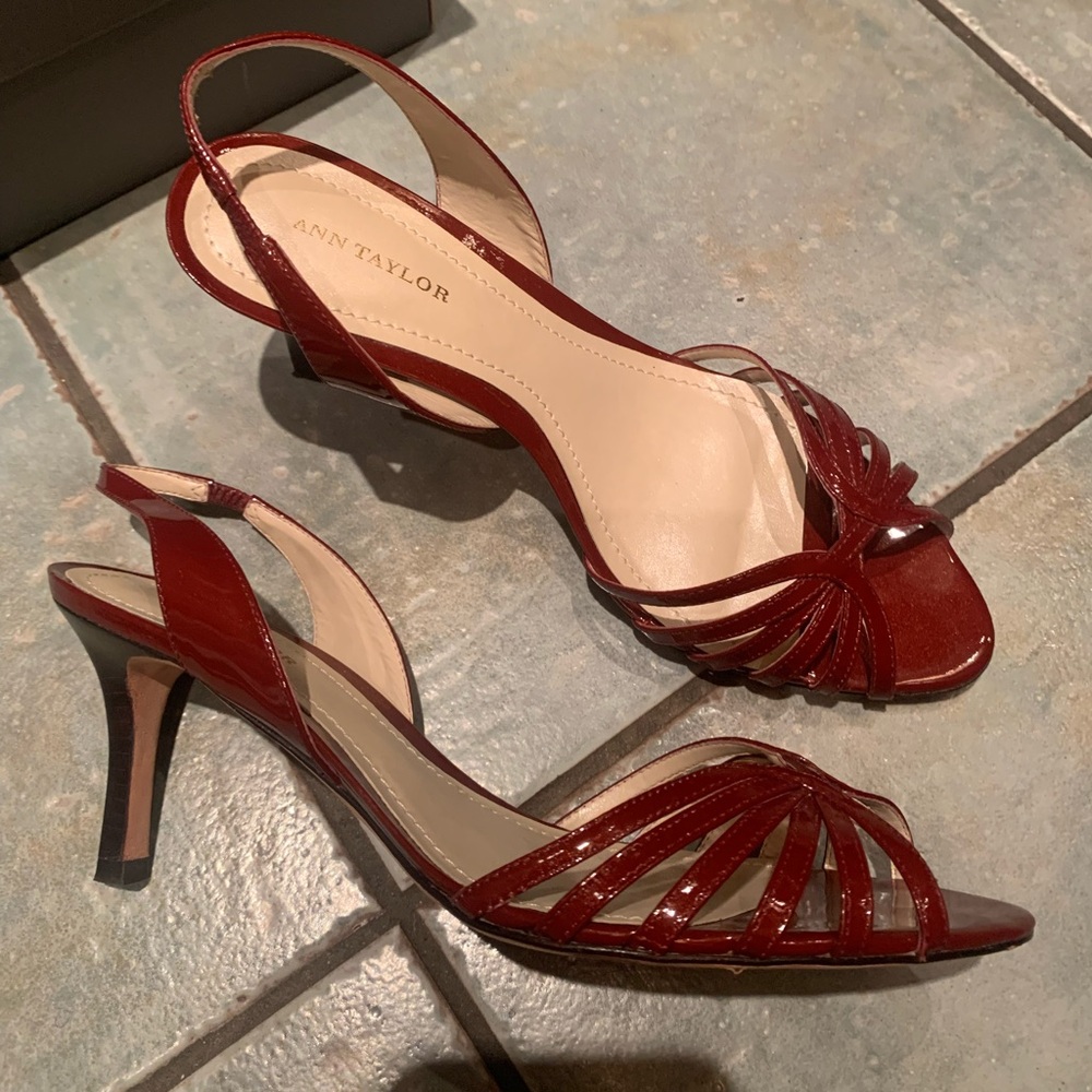 Ann Taylor Burgundy Strappy Heels